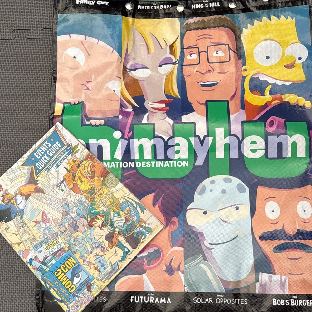 HULU Animayhem Swag tote Bag SDCC 2025 Comic Con Exclusive Animation New w/ book